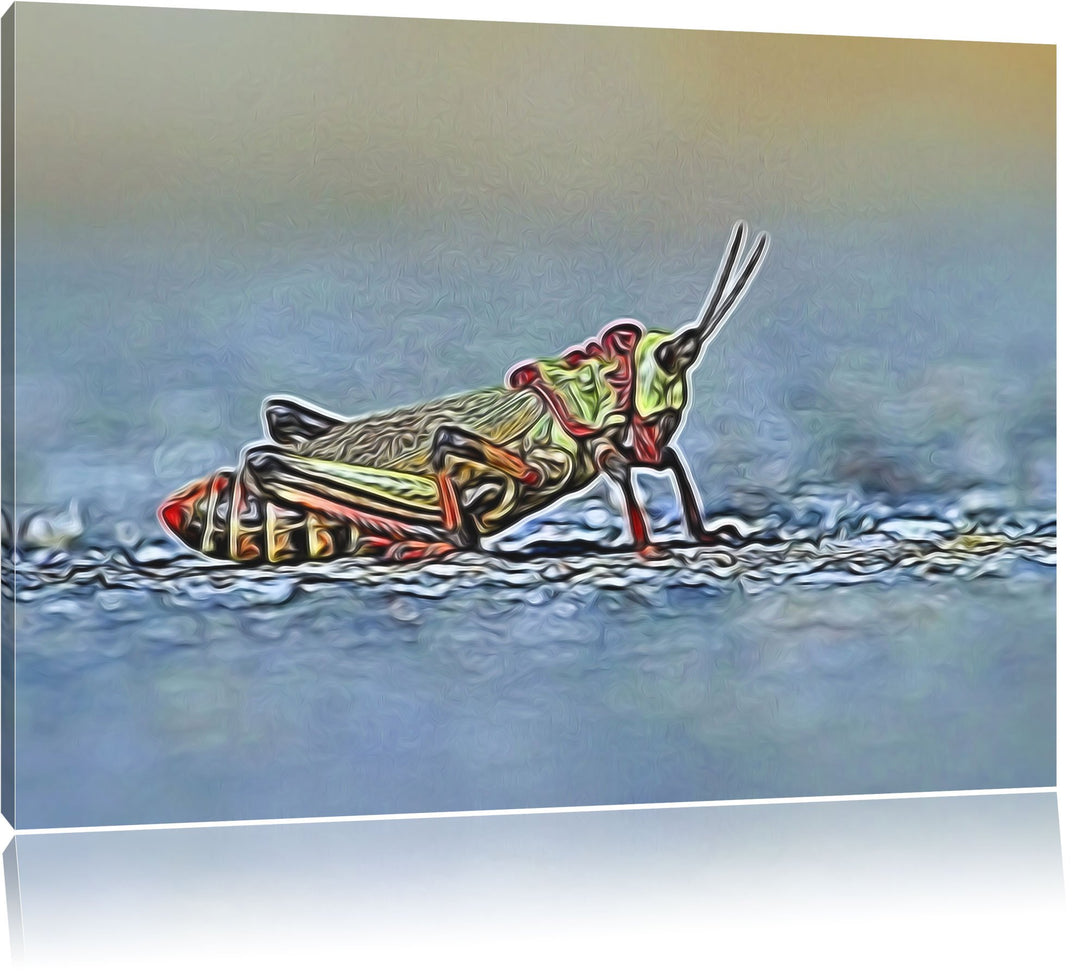 aussergewöhnliche Heuschrecke Deluxe Format: 100x70 cm auf Leinwand, XXL riesige Bilder fertig gerah