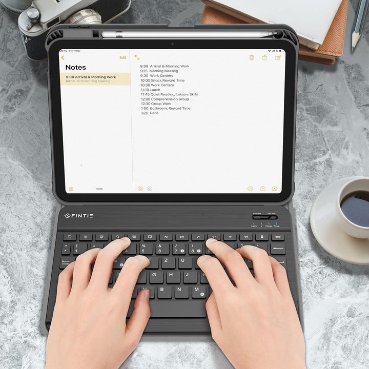 Fintie Tastatur Hülle für iPad 10. Generation 2022 (10.9 Zoll), Schutzhülle mit TPU Rückschale, Penc