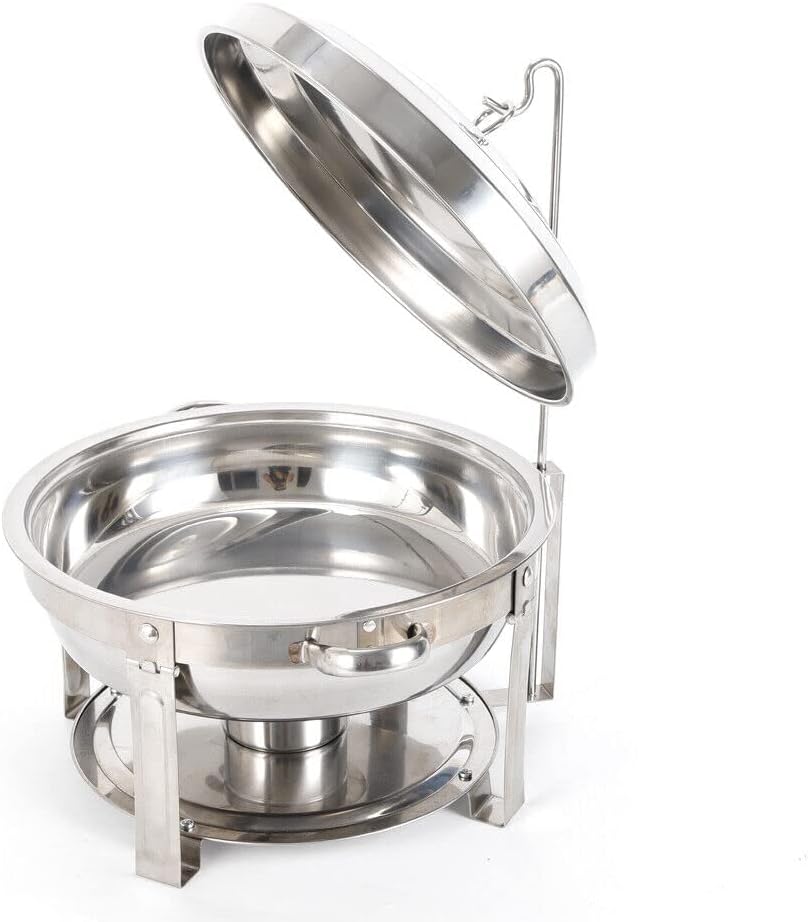 Hot Pot Heizung aus Edelstahl, 7.5L Runder Chafing Dish Speisenwärmer aus Edelstahl, Warmhaltebehält