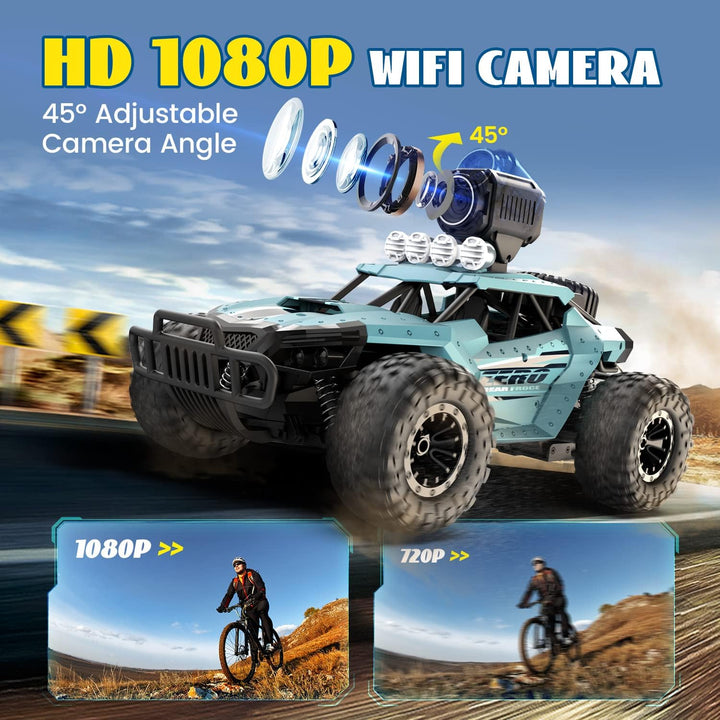 DEERC Ferngesteuertes Auto 1:16 RC Truck mit 720P Kamera Foto WiFi Übertragung 2.4Ghz 2 Akku 60 Minu