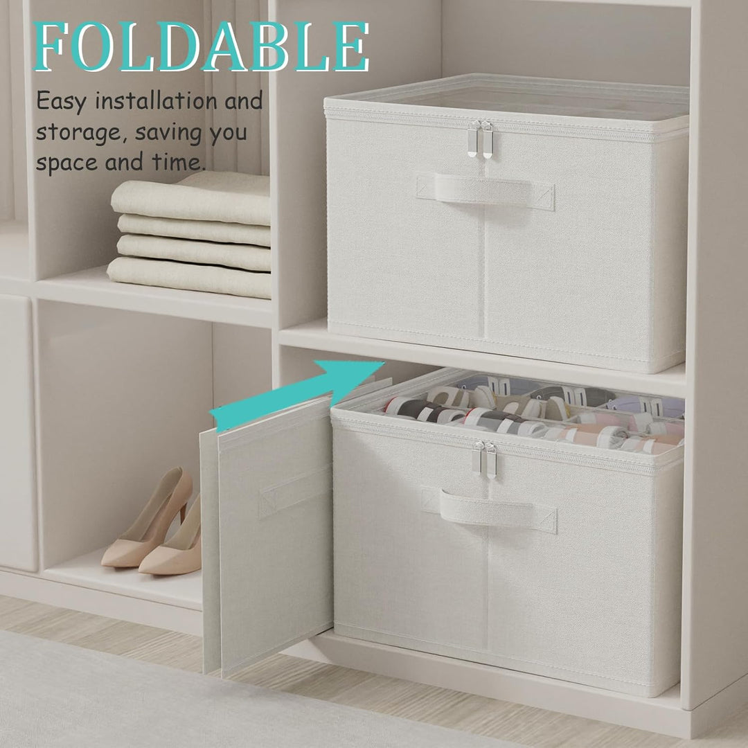 Schuhorganizer für Closet, Passt 16 Paare, Schuhe Organizer mit Durchsichtigem Deckel, Starke Aufbew