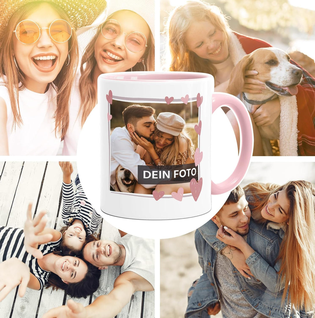personalisierte Fototasse mit eigenem Foto persönliches Geschenk mit Bild selbst gestalten Rahmen He