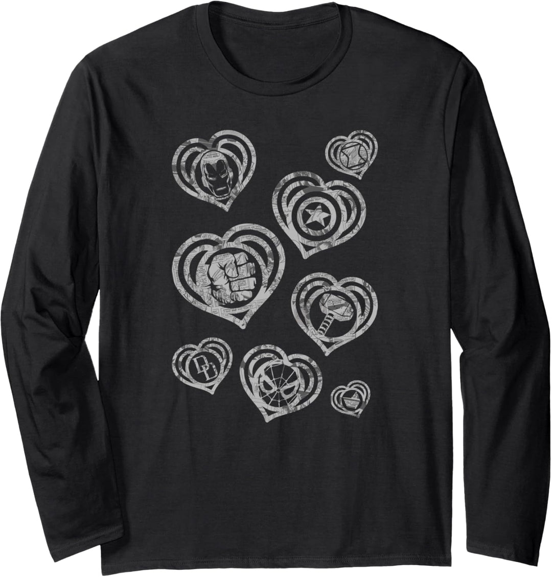Marvel Avengers Heart Shaped Logos Langarmshirt