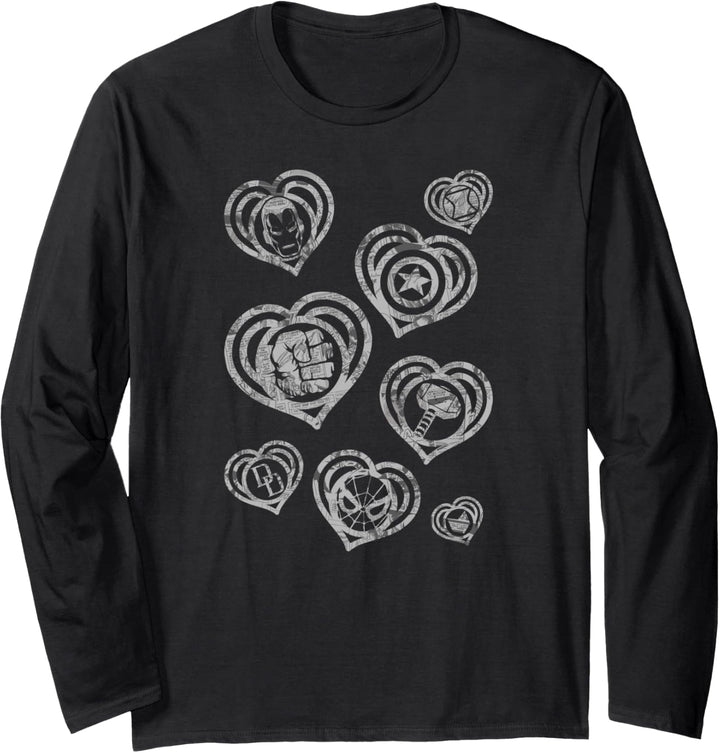 Marvel Avengers Heart Shaped Logos Langarmshirt