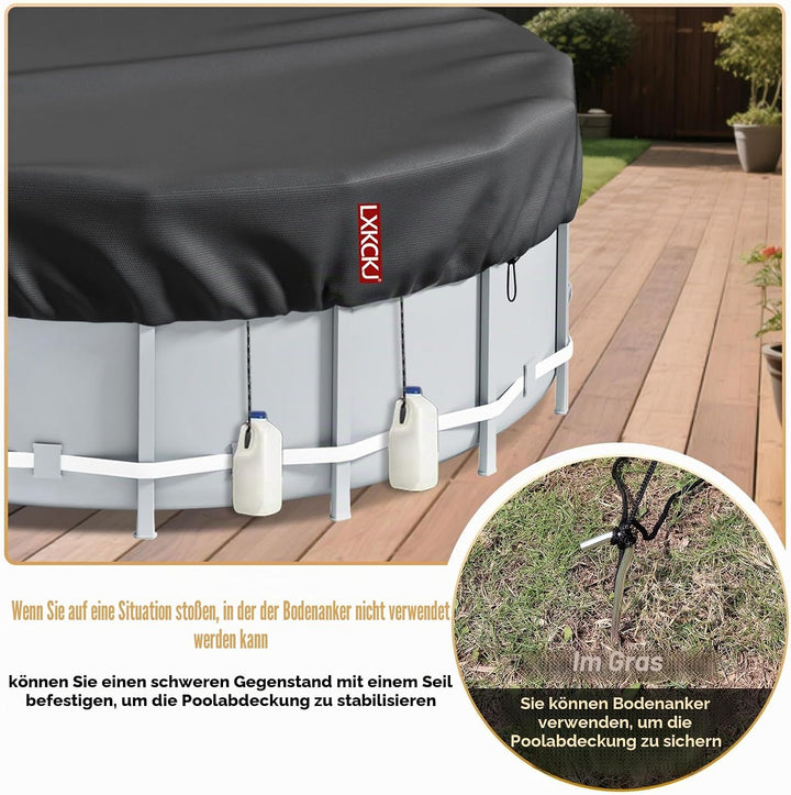 LXKCKJ Runde Poolabdeckung für oberirdische Pools- Lagertank Poolabdeckung mit Kordelzug Design-Whir