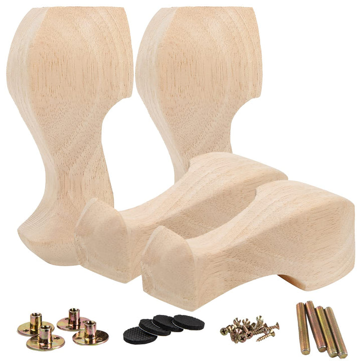 La Vane 25cm Holz Möbelfüsse, 4 Stück Europäisch Stil Massivholz Geschnitzten Ersatz Tischbeine Möbe