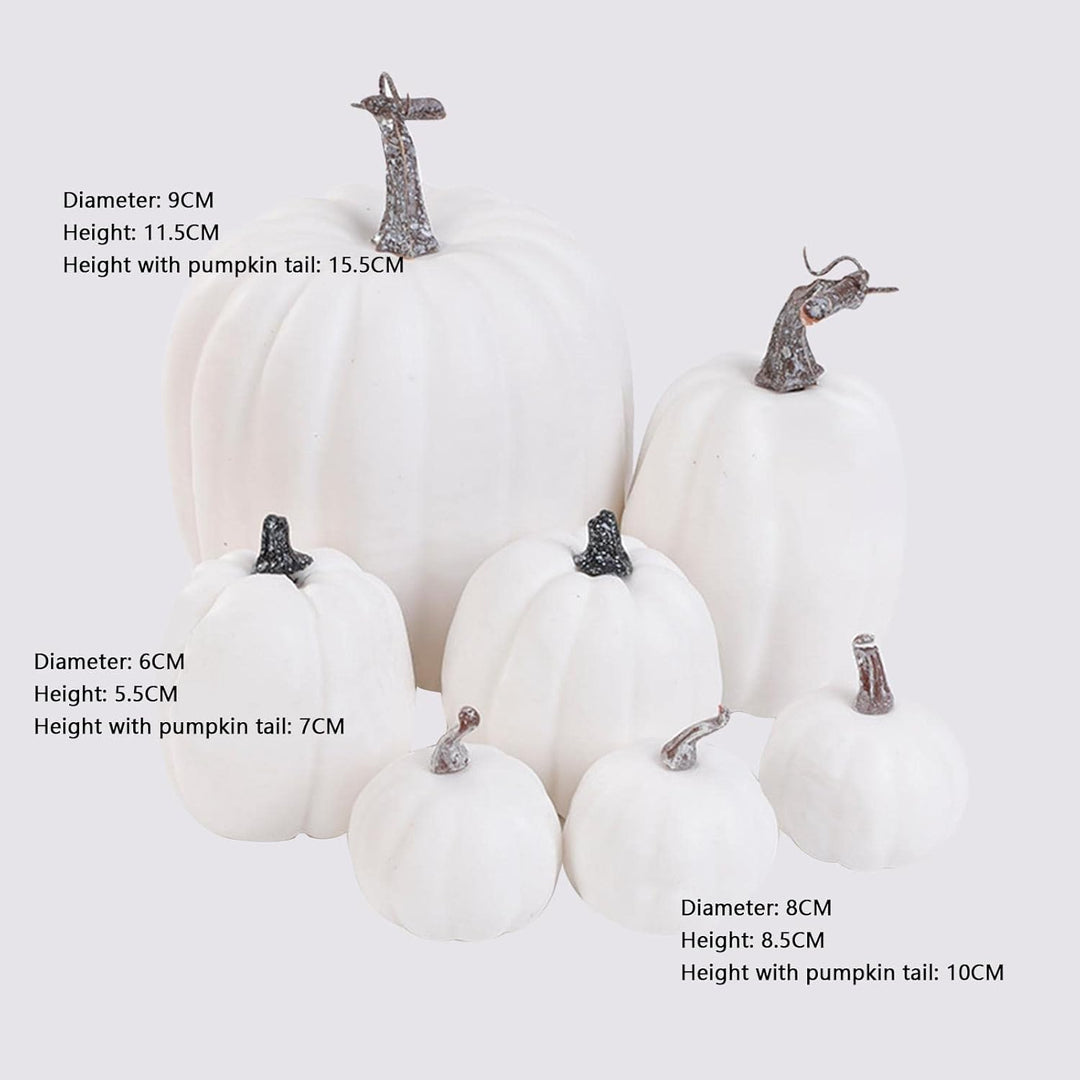 7 Halloween Weisser Kürbis Herbst Deko, Simulationsschaum Weisser Kürbis,Halloween Kunstpflanzen Kür