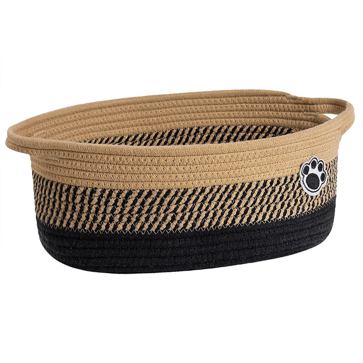 TIMEYARD Hundespielzeugkorb Geflochten Aufbewahrungskorb 30x20x13cm Schwarz | Niedlicher Korb für Hu