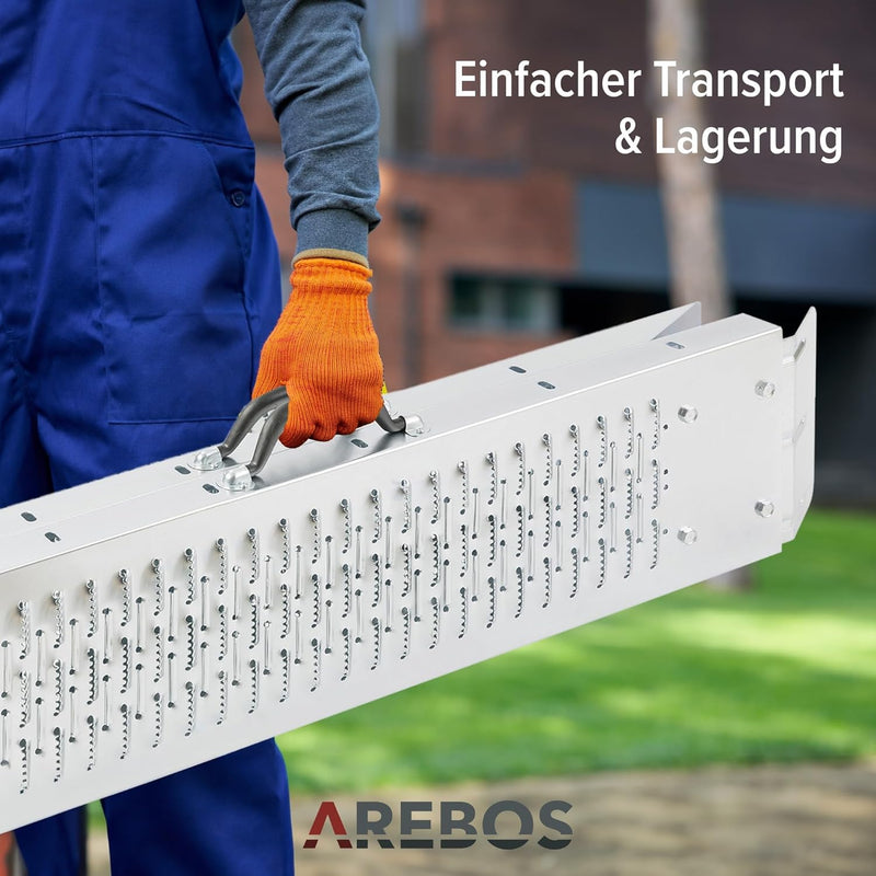 Arebos 2 x Auffahrrampe 400 kg | Laderampe faltbar | galvanisierter Stahl 180x22,5x4,5 cm | Verlader