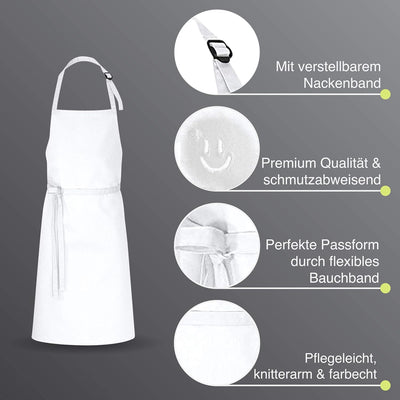 DESERMO 5er Set Premium Latzschürze 100x80cm (LXB) - Verstellbare Küchenschürze für Frau & Mann – Ko