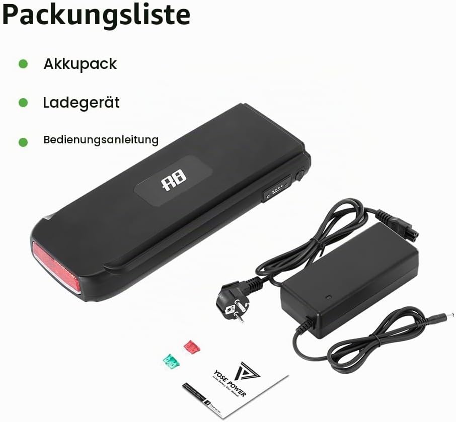 E-Bike Battrie 36V 10,4Ah Li-ion Akku mit Ladegerät für 250W-500W Elektrofahrrad Pedelec Phylion Joy