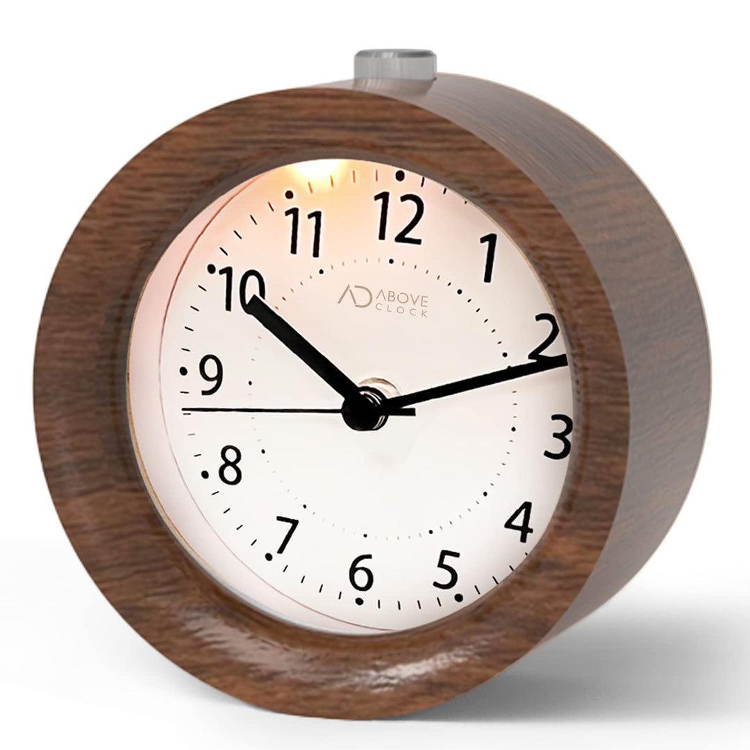 aboveClock Wecker Analog Ohne Ticken, Wecker Holz mit Snooze, Batteriebetriebe Retro Wecker Analog,