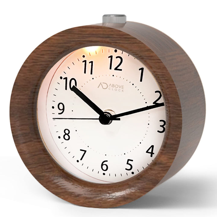 aboveClock Wecker Analog Ohne Ticken, Wecker Holz mit Snooze, Batteriebetriebe Retro Wecker Analog,
