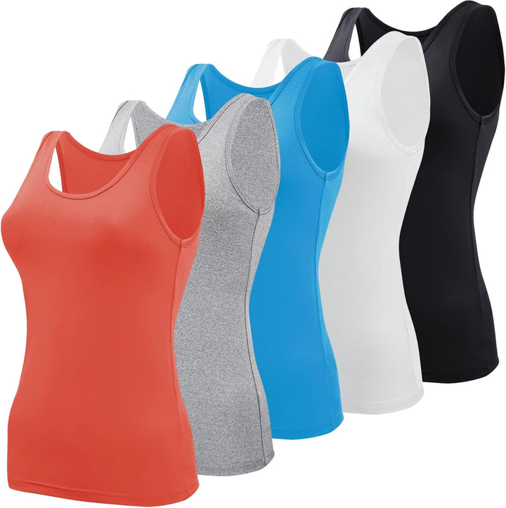BQTQ 5 Stück Unterhemd Damen Crop Top Tank Top Basic Cami Tank Top für Frauen und Mädchen L Schwarz,