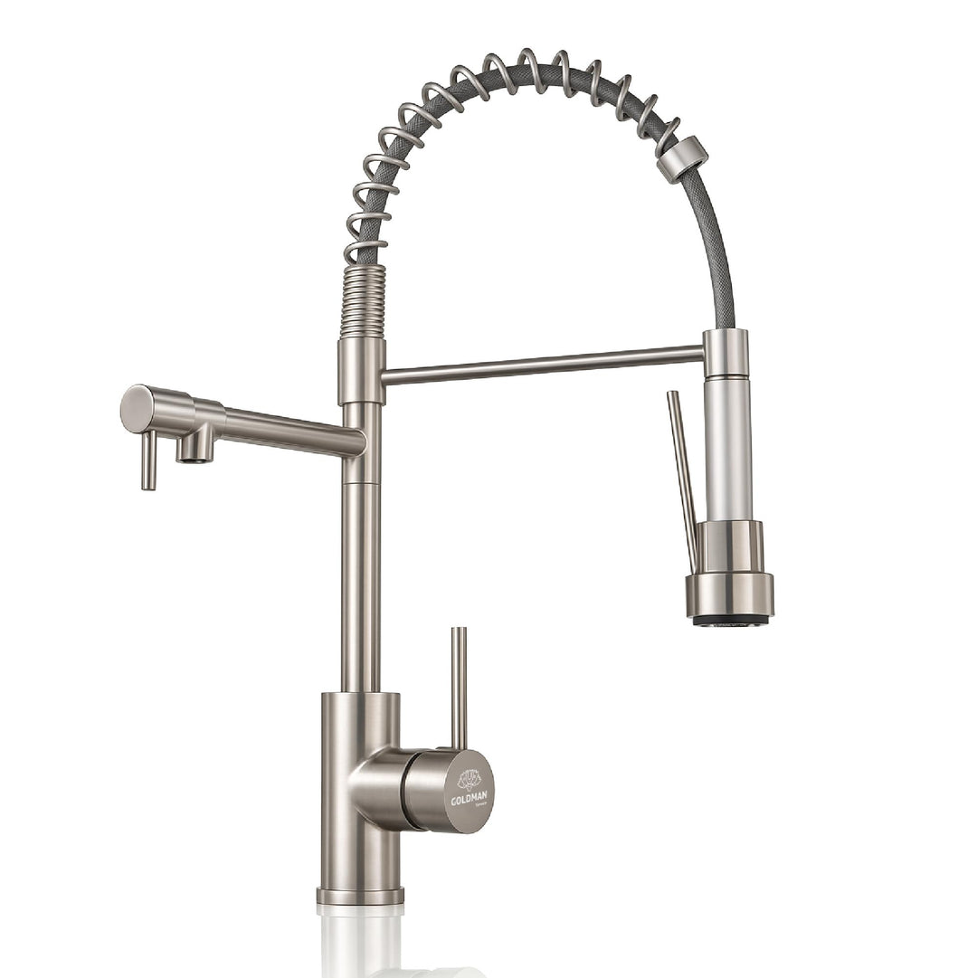 Küchenarmatur Einhebelmischer, Ausziehbar, Edelstahl 304, 2 Wassermodi (Spray/Durchfluss), 360° dreh