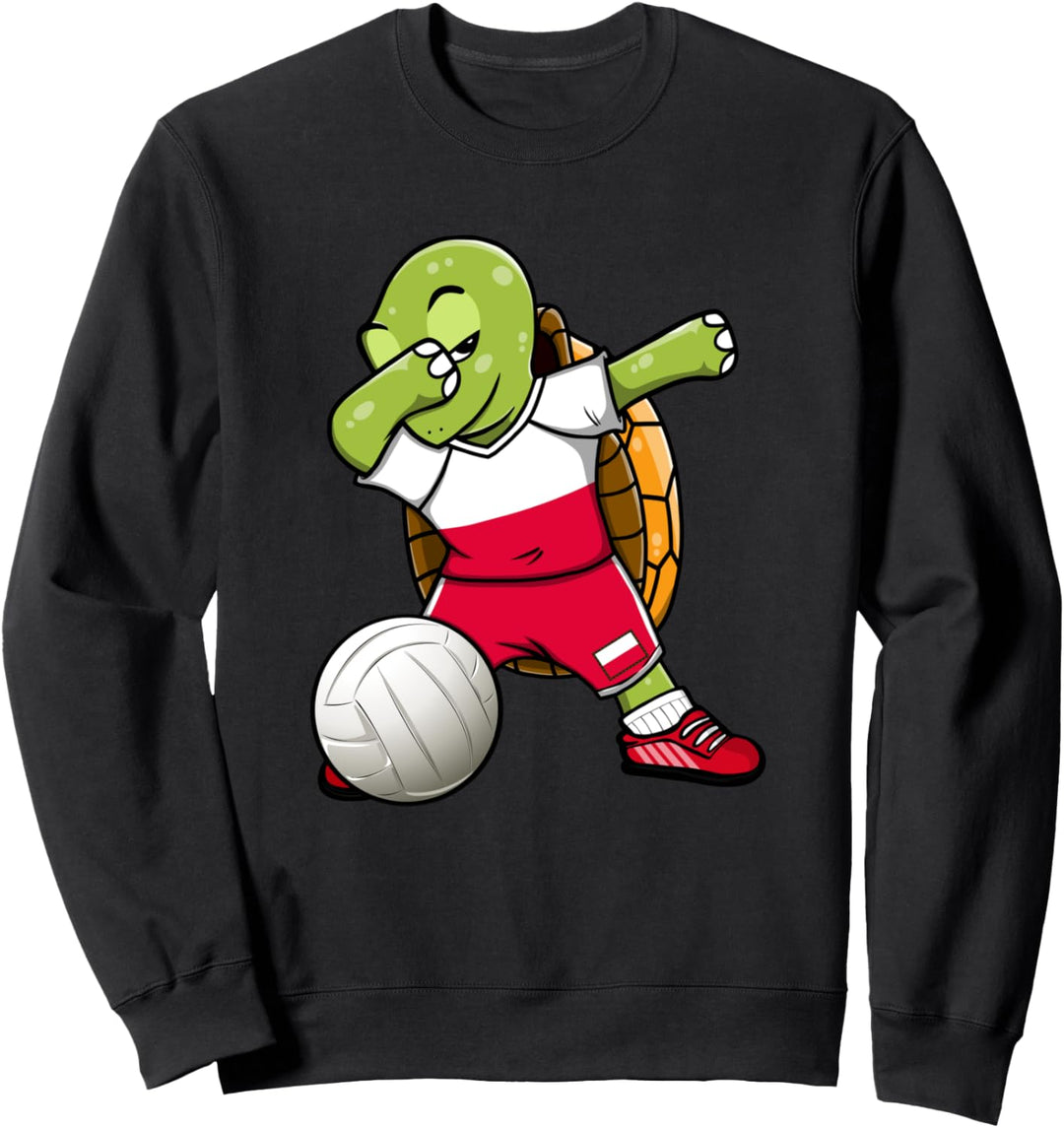 Dabbing Turtle Polen Volleyball Fans Trikot Polen Flagge Sweatshirt
