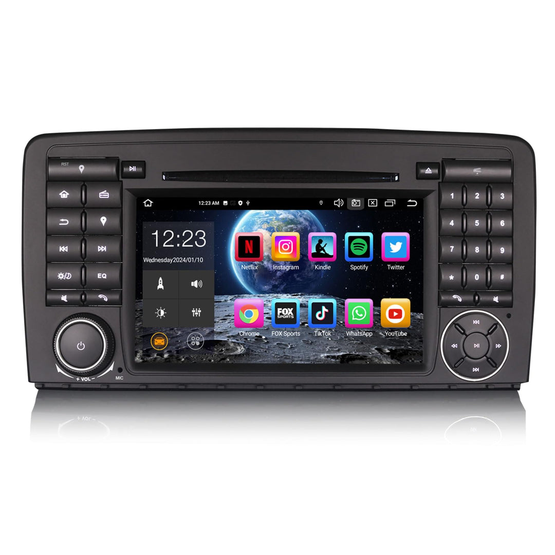 Erisin 8-Kern 4GB RAM+64GB ROM Android 14 Autoradio Bluetooth GPS Navi für Mercedes-Benz R-Klasse W2