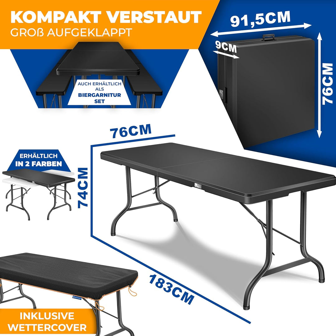 KESSER® Buffettisch Tisch klappbar Kunststoff 183x76 cm Campingtisch Partytisch Klapptisch Gartentis