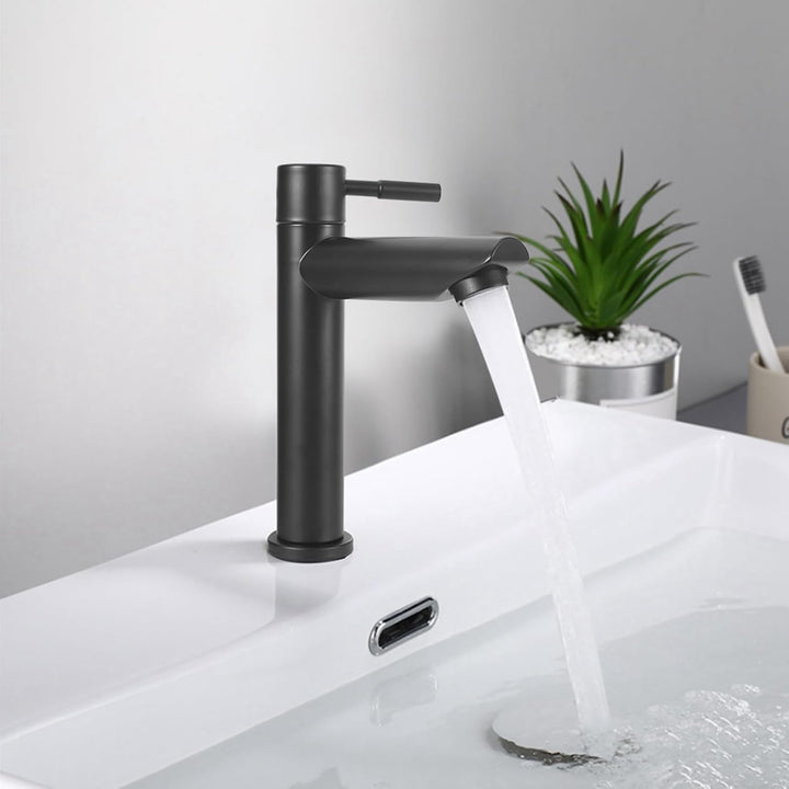 Wasserhahn,Edelstahl Schwarz Becken Wasserhahn Einzel Kaltwasserhahn Aussengewinde G1/2in Haushalt B