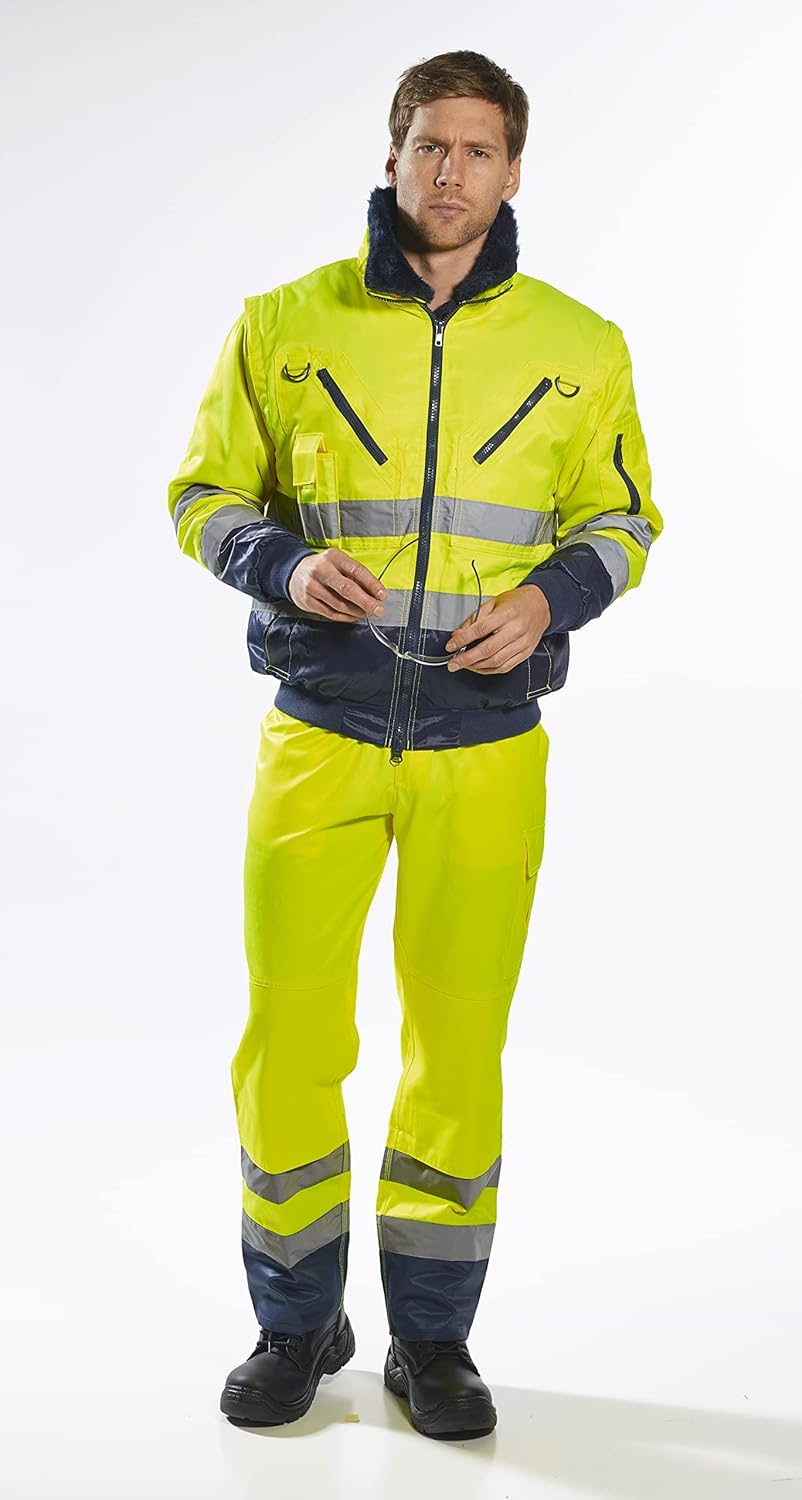 Portwest Hi-Vis Warnschutz 3-in-1 Pilotjacke, Grösse: S, Farbe: Gelb/Marine, PJ50YNRS S gelb / marin