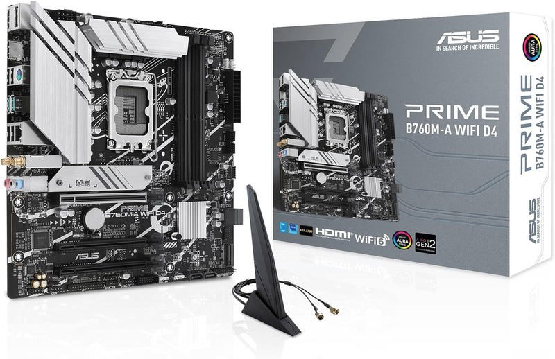 ASUS PRIME B760M-A WIFI D4 Gaming Mainboard Sockel Intel LGA 1700 (Intel B760, mATX, DDR4 Speicher,