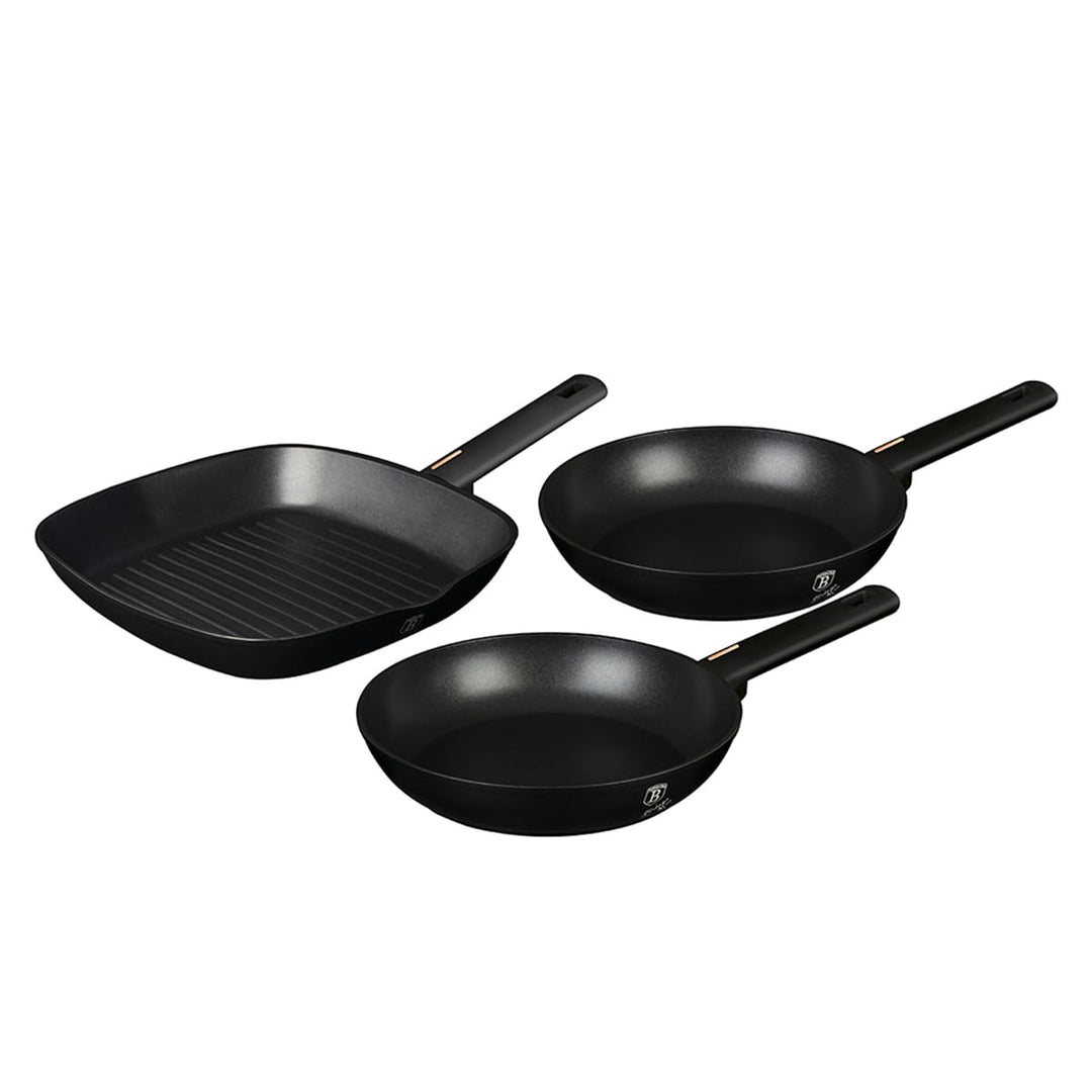 trends4cents Berlinger Haus BH/7096 Monaco Collection Bratpfannen Set 3 tlg. in schwarz Grillpfanne