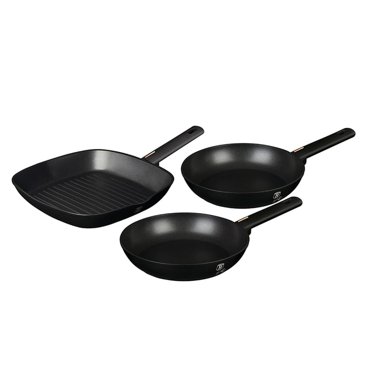 trends4cents Berlinger Haus BH/7096 Monaco Collection Bratpfannen Set 3 tlg. in schwarz Grillpfanne
