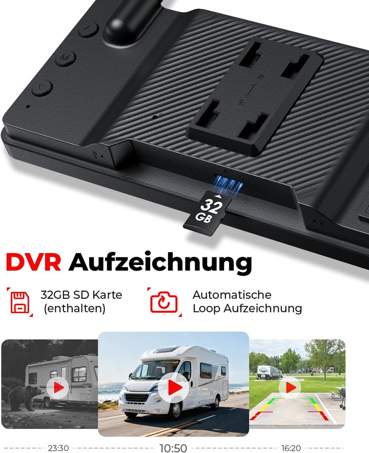 Solar Rückfahrkamera Kabellose 7,2 Zoll 1080P HD : Split Screen Monitor mit Starkem Signal Schnelle