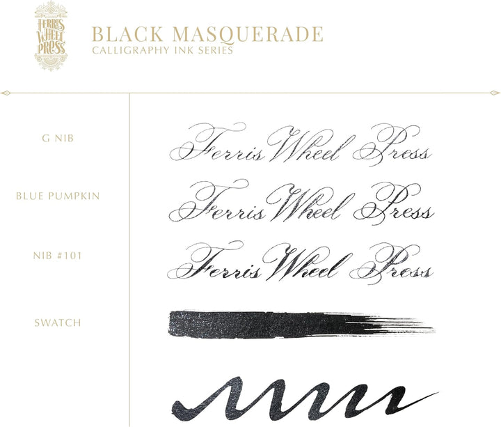 Ferris Wheel Press Calligraphy Ink | Navy Blue with Silver Shimmer | 28ml, Navy Blue with Silver Shi