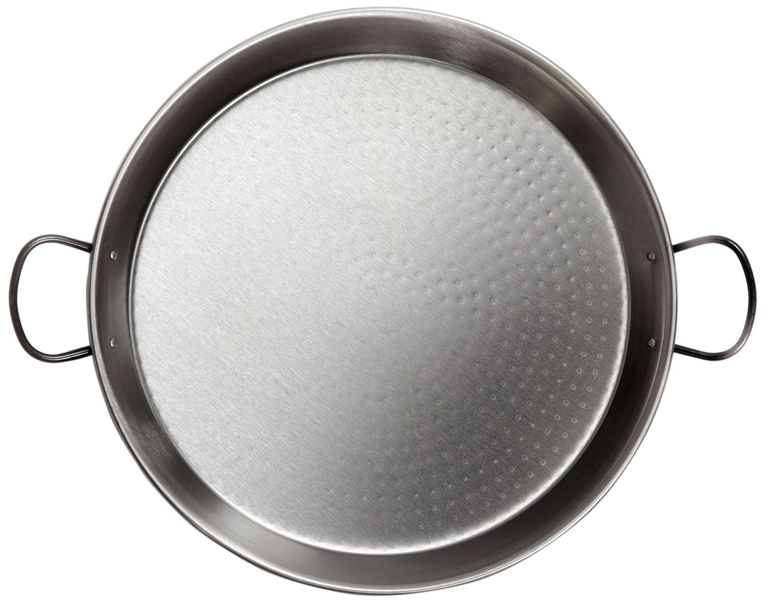 Vaello La Valenciana Paella-Pfanne, polierter Stahl, besondere Dicke, 38 cm, Legierter, Silber