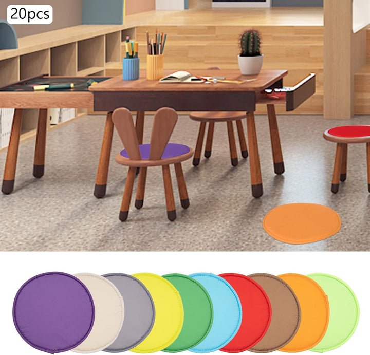 20er Set Sitzkissen Rund Schaumstoff Outdoor Kinder rutschfest Bodenkissen Sitzunterlage für Kinder,