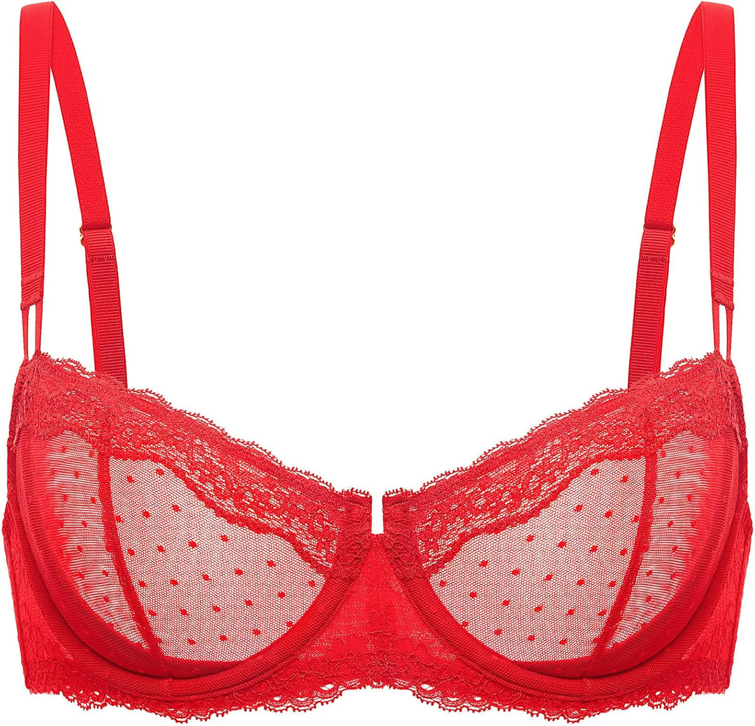 DOBREVA Balconette BH Damen mit Bügel Dirndl Push Up Sexy BHS Spitze Grosse Grössen Ungefüttert 95B