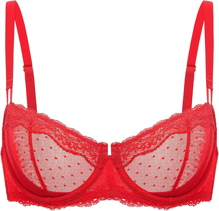 DOBREVA Balconette BH Damen mit Bügel Dirndl Push Up Sexy BHS Spitze Grosse Grössen Ungefüttert 95B