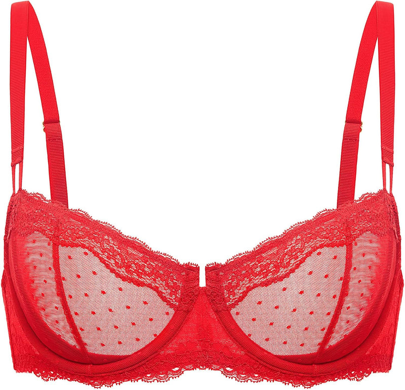 DOBREVA Balconette BH Damen mit Bügel Dirndl Push Up Sexy BHS Spitze Grosse Grössen Ungefüttert 70C