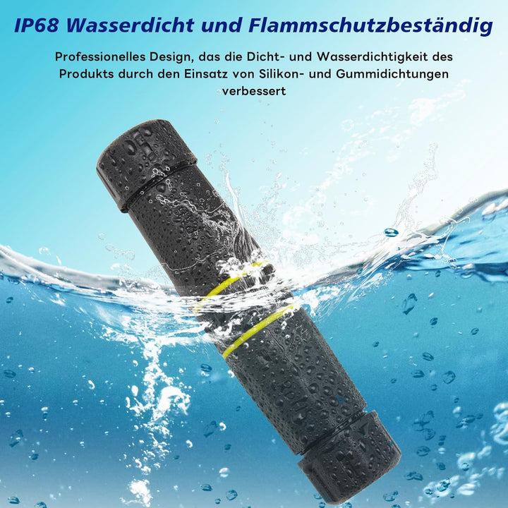 2X RJ45 Kupplung Outdoor IP68 Wasserdicht, Cat7 LAN Verbinder Geschirmt, Werkzeuglos, Ethernet Kabel