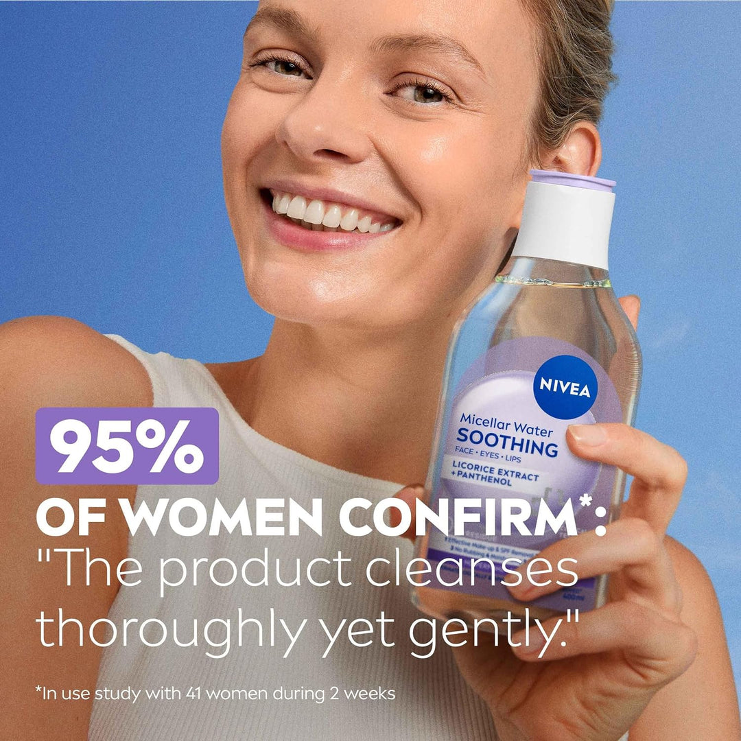 NIVEA MicellAIR 5 Stück Skin Breathe Mizellenwasser (400ml), 3-in-1 Sensitive Make Up Entferner Mize