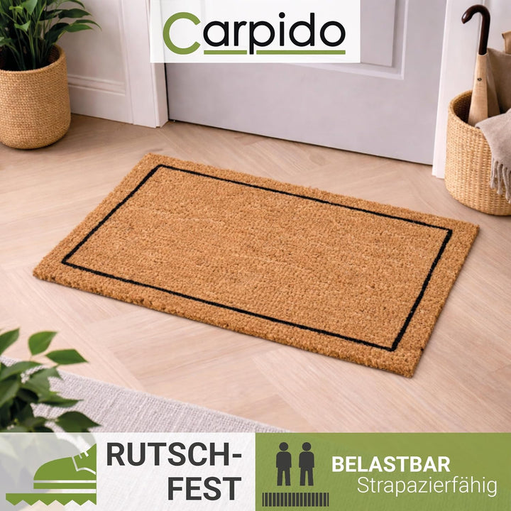 Carpido Fussmatte Kokos Rahmen - Türmatte 40 x 60 cm (Rechteckig) - antibakterielle Eingangsmatte na