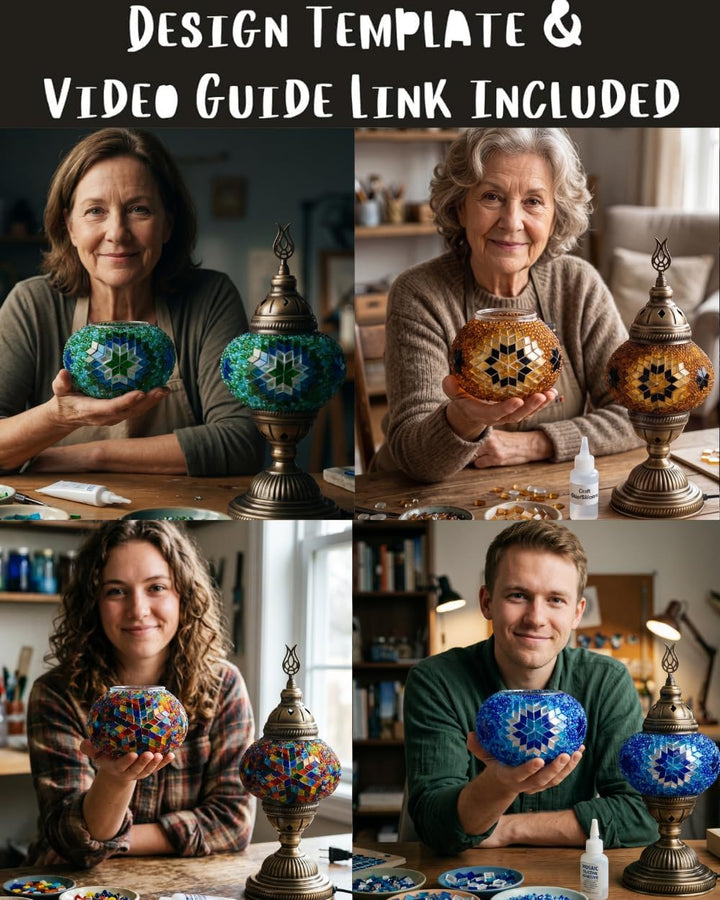 DEMMEX Farbe Wählbar – DIY Mosaik-Tischlampe Bastelset – Türkisch-Marokkanischer Stil – Gestalten Si