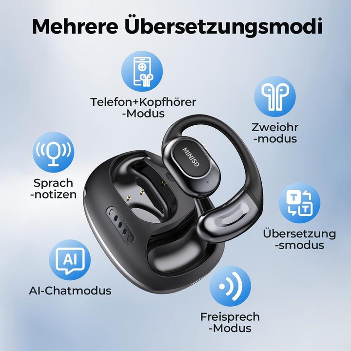 MINISO MS156 AI Kopfhörer Übersetzer, 3-in-1 Übersetzungskopfhörer in Echtzeit mit KI-Übersetzungsfu