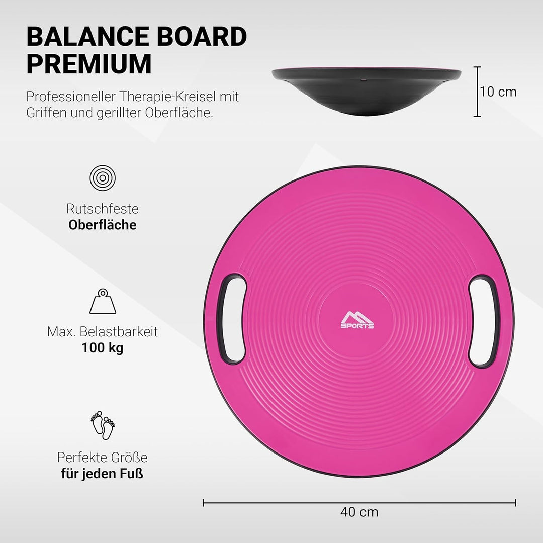 MSPORTS Balance Board Premium 40 cm Durchmesser inkl. Übungsposter und Work Out App GRATIS - Therapi