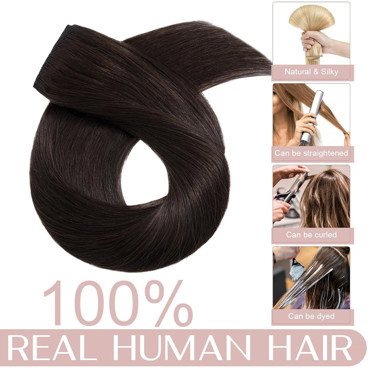 SEGO Haarteil Clip in Extensions Echthaar DICKER 1 Tresse 5 Clips Dicker Dichter Haarverlängerung 10