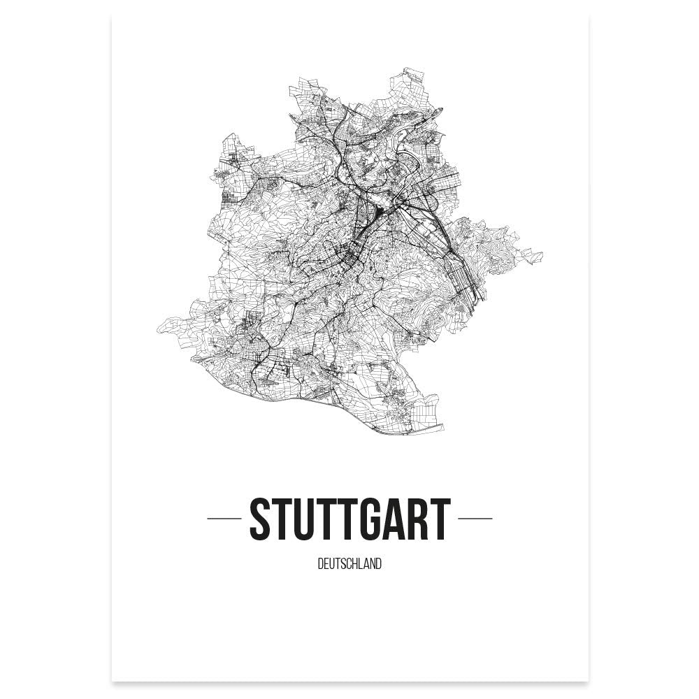 JUNIWORDS Stadtposter, Stuttgart, Wähle eine Grösse, 60 x 90 cm, Poster, Schrift B, Weiss 60 x 90 cm