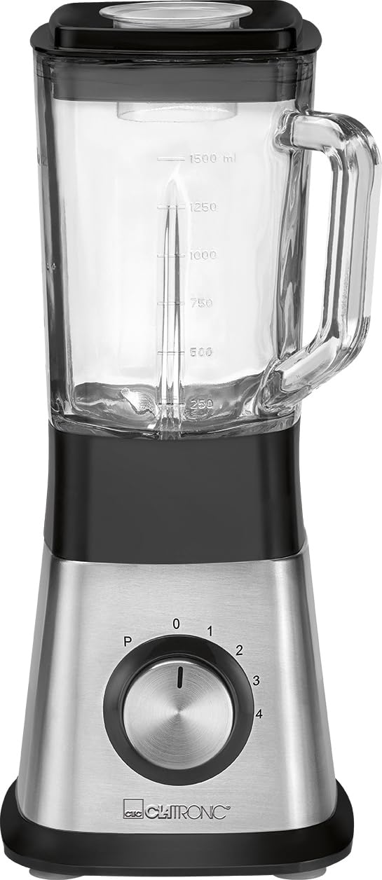 Clatronic Universalmixer UM 3644, 6 Geschwindigkeitsstufen, Ice-Crush-Fkt. Edelstahl, Schwarz