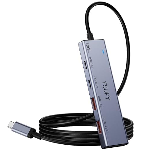TSUPY USB C Hub 10Gbps, USB c Verteiler mit 2*Type-C 3.2 und 2*Type-A 3.2 Ports, Aluminium USB 3.2 A