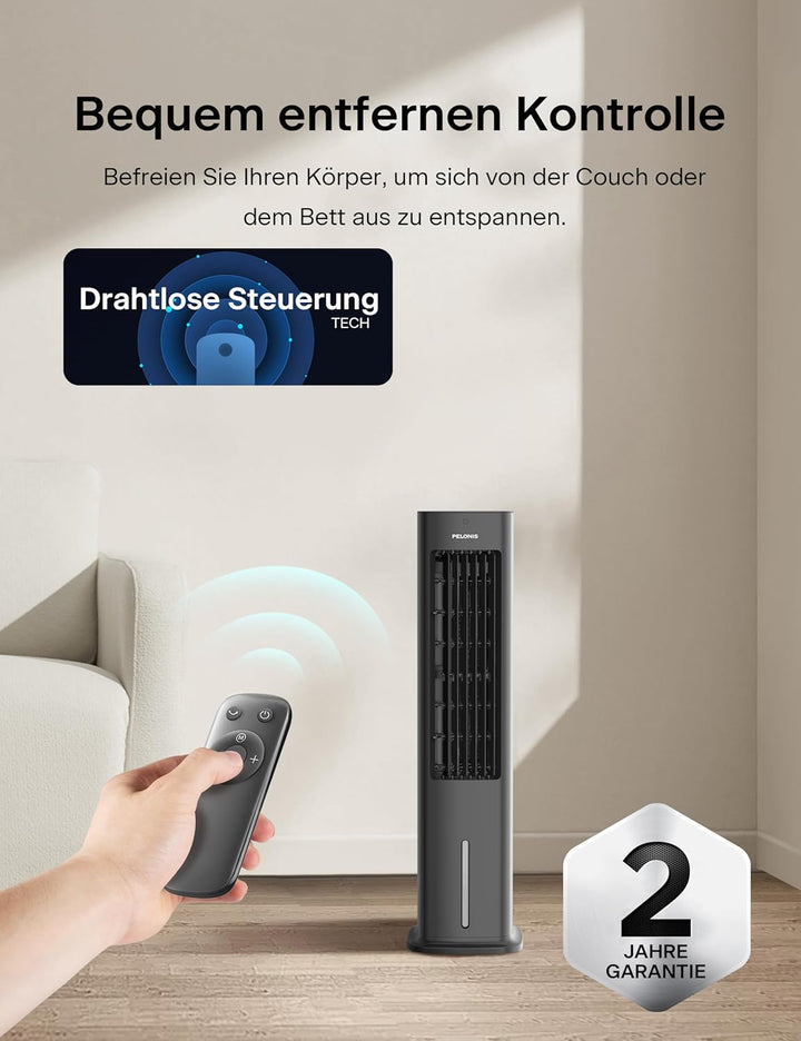 Pelonis 5L Verdunstungskühler mit Fernbedienung, 3-in-1 Tragbarer Luftkühler, Ventilator, Luftbefeuc