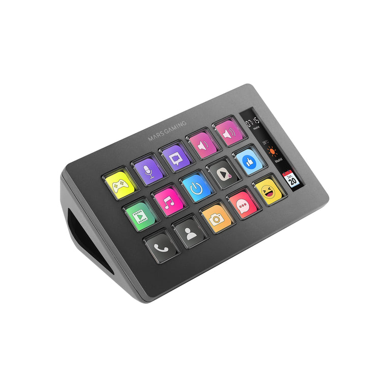 Mars Gaming MSD-ONE, Kontroll-Deck Slim, 15 Anpassbare LCD-Tasten, Vergrösserte LCD Anzeige, Steueru