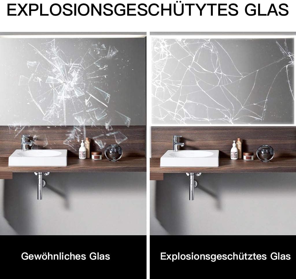 YOLEO Badspiegel mit Beleuchtung 80x60cm, Wandspiegel mit Steckdose, Badezimmerspiegel LED mit Touch
