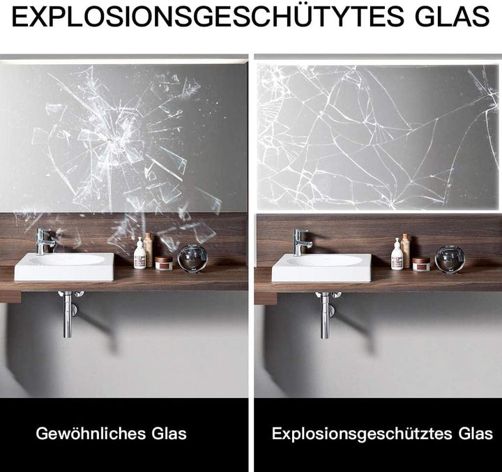 YOLEO Badspiegel mit Beleuchtung 80x60cm, Wandspiegel mit Steckdose, Badezimmerspiegel LED mit Touch
