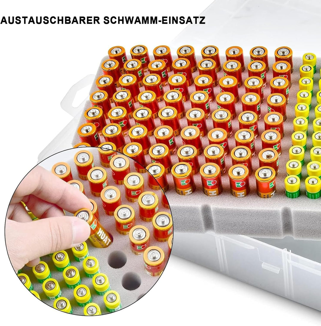 Batterie Aufbewahrungsbox, Batterie Box für 134 Stk. AA & AAA Batterien, Tragbare Garage-Organisatio
