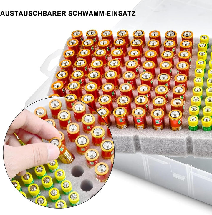 Batterie Aufbewahrungsbox, Batterie Box für 134 Stk. AA & AAA Batterien, Tragbare Garage-Organisatio